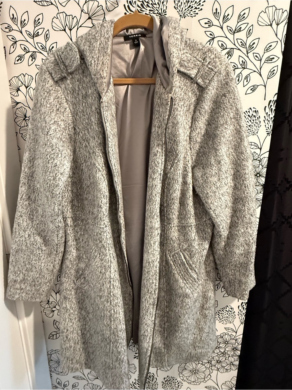 torrid Gray Bouclé Teddy Coat with Pockets